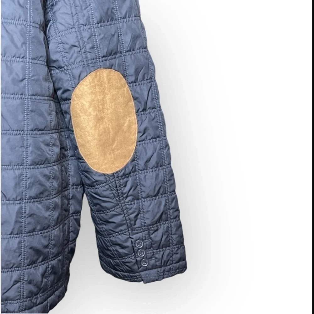 TailorByrd Mens Navy Quilted Barn Jacket Removable Dickey Elbow Patches XXL